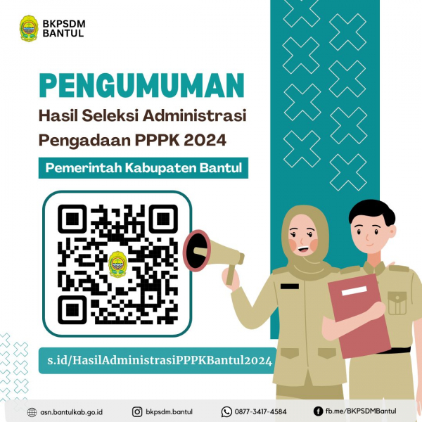 Hasil Seleksi Administrasi Pengadaan Pegawai Pemerintah dengan Perjanjian Kerja (PPPK) Pemerintah Kabupaten Bantul Tahun Anggaran 2024