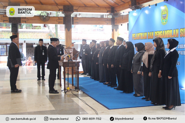 Sebanyak 5 PNS Di Lantik Bupati Bantul Untuk Mengisi Kekosongan Posisi Jabatan Tinggi Pratama