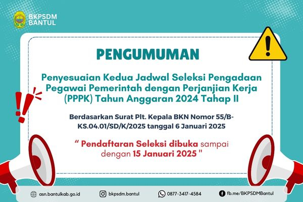 Penyesuaian Kedua : Jadwal Seleksi Pengadaan Pegawai Pemerintah Dengan Perjanjian Kerja Tahun Anggaran 2024 Tahap II