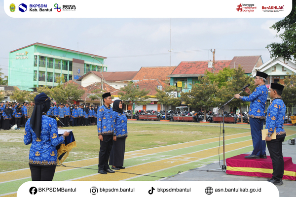 Bupati Bantul menyampaikan arahan dalam acara apel barsama PPPK Paruh Waktu 2026 dan penyerahan SK PPPK PW secara simbolis .-Doc. BKPSDM Bantul/Devi.Y